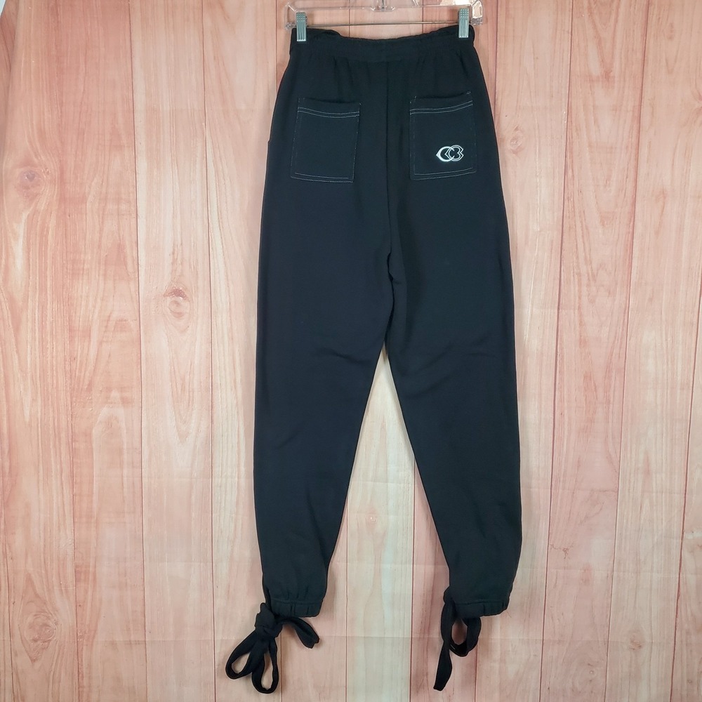 Reebok Cardi Knit Joggers Pants Womens Small Black Cotton Fleece Lined Casual - Picture 2 of 11